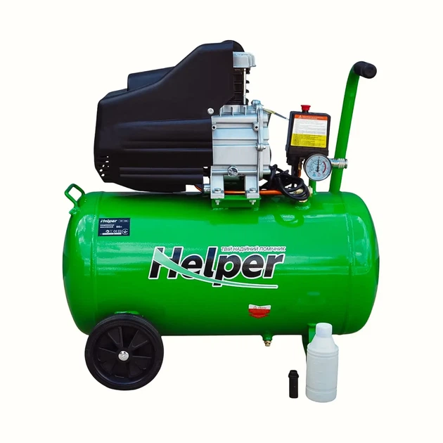 Масляный воздушный компрессор Helper HP-1096 50 л 8 бар 205 л/мин поршневой для гаража СТО мастерской электрический для покраски подкачки шин пневмоинструмента универсальный компактный производительный - изображение 4
