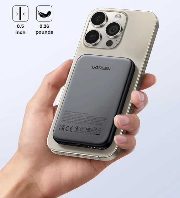 Беспроводной павербанк UGREEN 10000mAh 20W MagSafe магнитная зарядка | портативное зарядное устройство wireless fast charge - изображение 3