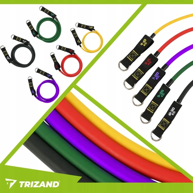 Набір еспандерів Trizand 25880, 5 шт, гумки для фітнесу, для рук, ніг, спини, преса та грудей - зображення 4