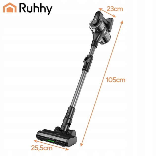 Аккумуляторный пылесос Ruhhy LunPro 26708 400 Вт 35 кПа 3 режима мощности, HEPA фильтр, складная труба - изображение 8