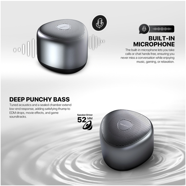Портативная колонка FANTECH BS155 NeraBox мощность 5 Вт Bluetooth 5.4 серый ABS пластик для музыки и звонков - Фото 6 Портативная колонка FANTECH BS155 NeraBox мощность 5 Вт Bluetooth 5.4 серый ABS пластик для музыки и звонков - изображение 6
