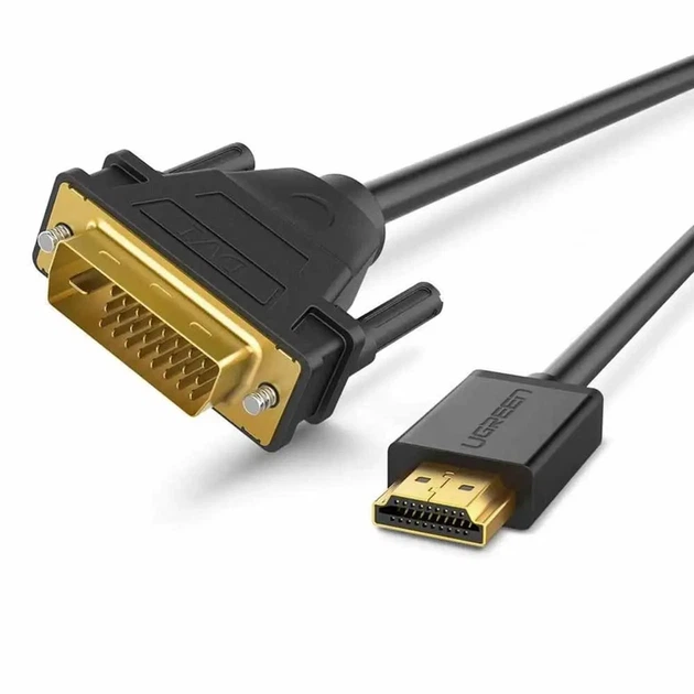 Кабель UGREEN HD106 HDMI to DVI Cable 1m (Black)(UGR-30116) - Фото 1 Кабель UGREEN HD106 HDMI to DVI Cable 1m (Black)(UGR-30116) - зображення 1