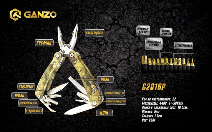 Мультитул Multi Tool Ganzo G2016-P (G107) - Фото 9 Мультитул Multi Tool Ganzo G2016-P (G107) - зображення 9
