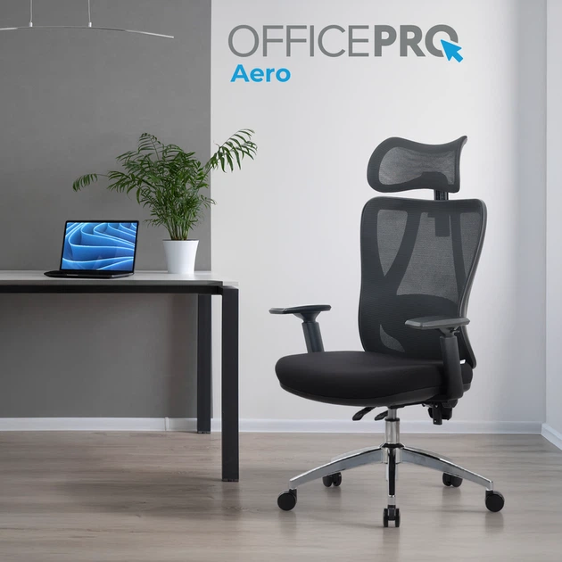 Крісло офісне OfficePro Aero OC490B Black - Фото 7 Крісло офісне OfficePro Aero OC490B Black - зображення 7