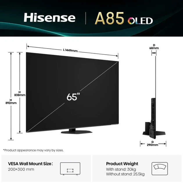 Телевизор Hisense OLED 65" 65A85Q - изображение 3