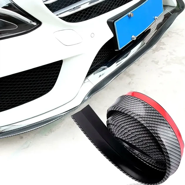 Молдинг на передний бампер 250х6 см резиновая губа SAMURAI CARBON для защиты и улучшения аэродинамики - изображение 2