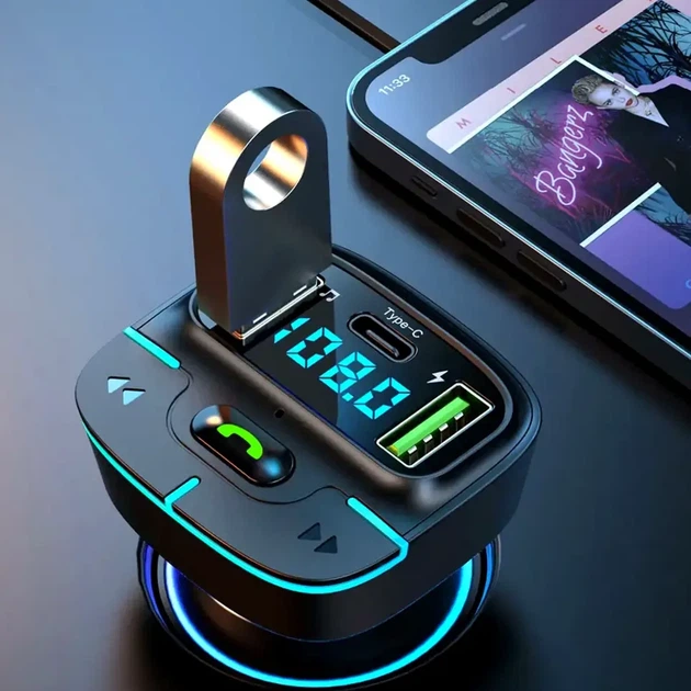 Автомобильный FM модулятор с дисплеем, Bluetooth, 2хUSB GZ03 - изображение 2