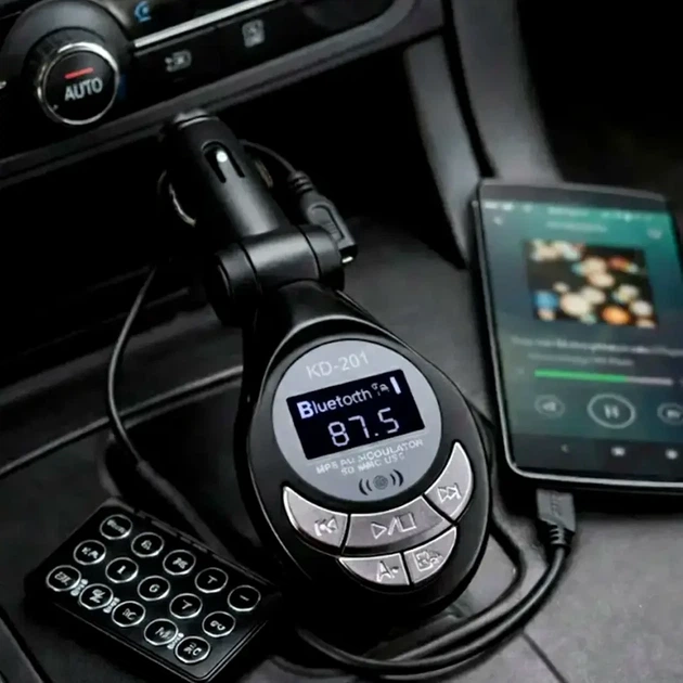 FM трансмиттер KD201 с пультом дистанционного управления USB SD TF MMC 12 В для автомобиля - изображение 7