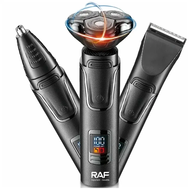 Акумуляторна електробритва триммер 3в1 5 Вт USB чорний RAF R.11203 для гоління стрижки та видалення волосся в носі - зображення 3