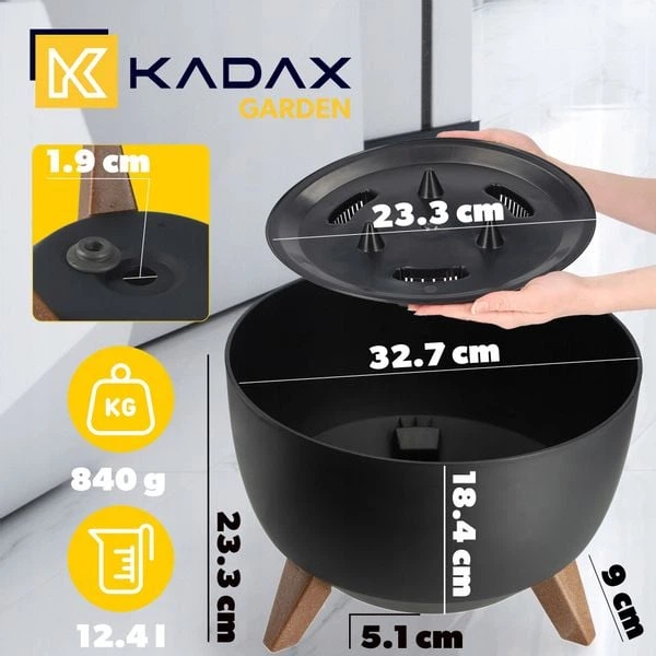 Misa na kwiaty z nóżkami Kadax Luri 32 cm Czarna K4271 (5903699433058) - obraz 3