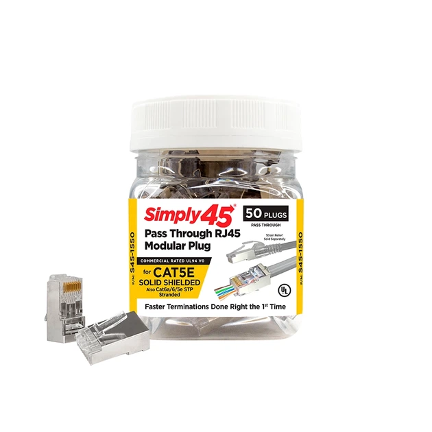 Конектор RJ45 прохідний екранований Simply45 S45-1550 Cat5e STP (50 шт) - изображение 5