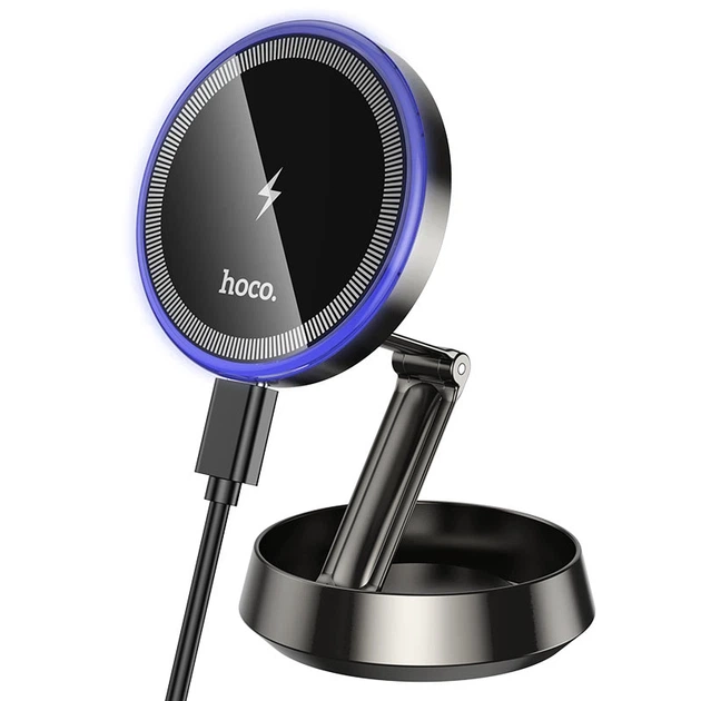 Автодержатель с беспроводной зарядкой MagSafe Hoco HW33 Metal Ring 15W Magnetic Car Holder в авто на торпедо Черный - Фото 2 Автодержатель с беспроводной зарядкой MagSafe Hoco HW33 Metal Ring 15W Magnetic Car Holder в авто на торпедо Черный - изображение 2