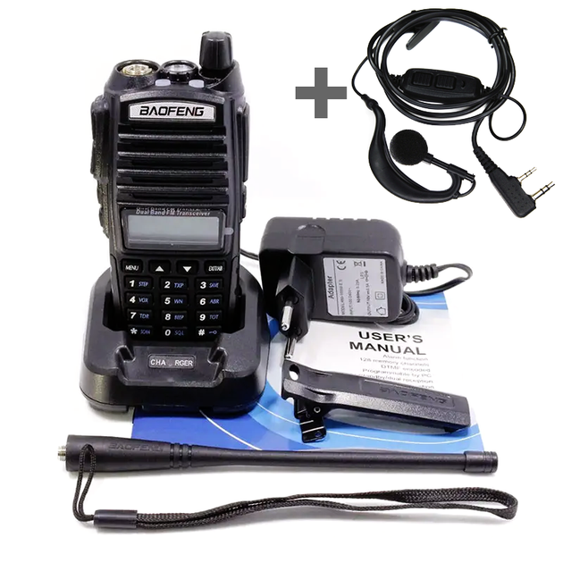 Портативна тактична рація Baofeng UV-82 8 W дводіапазонна з гарнітурою VHF/UHF 136 — 174 / 400 — 520 МГц (19177) - Фото 2 Портативна тактична рація Baofeng UV-82 8 W дводіапазонна з гарнітурою VHF/UHF 136 — 174 / 400 — 520 МГц (19177) - зображення 2