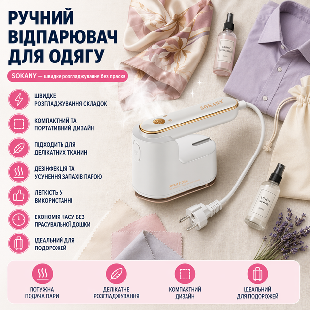 Ручной отпариватель Sokany SK-3069W - изображение 3