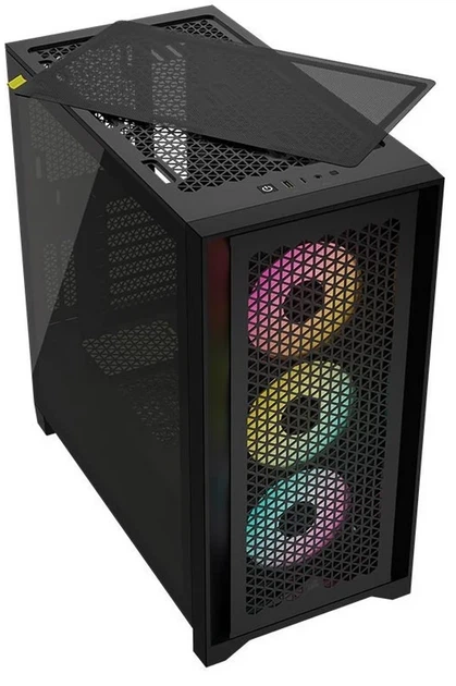 Корпус Corsair iCUE 4000D RGB Airflow / без БП / Mid-Tower / ATX / Glass / 3 x 120mm RGB Fan / USB Type-C / Черный - Фото 3 Корпус Corsair iCUE 4000D RGB Airflow / без БП / Mid-Tower / ATX / Glass / 3 x 120mm RGB Fan / USB Type-C / Черный - изображение 3