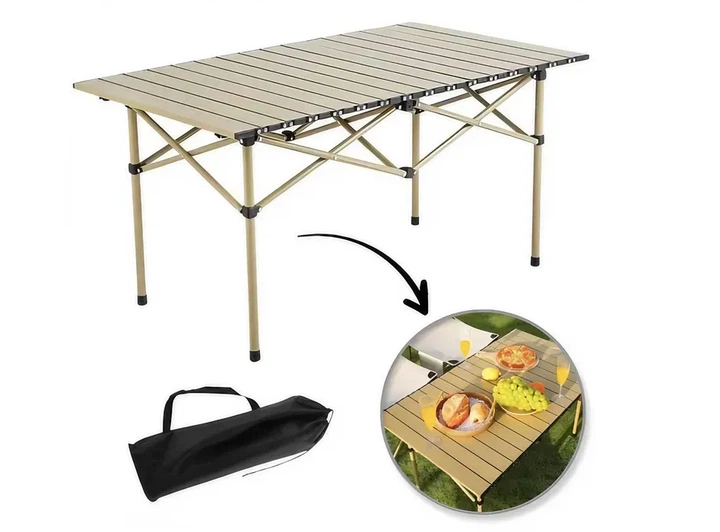 Стіл розкладний туристичний Folding Table 120х60 см Бежевий - изображение 5