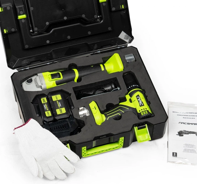 Zestaw Nac SMART NS-SET2-20V wkrętarka akumulatorowa + szlifierka kątowa + 2 x akumulator + szybka ładowarka 20 V (5905842533387) - obraz 3