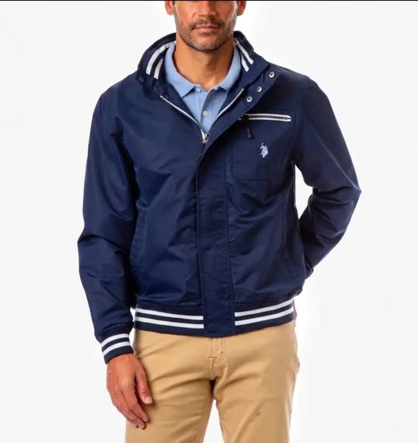 Мужская куртка-бомбер Yachting U.S. Polo Assn. с капюшоном Hidden Hood. S синяя - Фото 1 Мужская куртка-бомбер Yachting U.S. Polo Assn. с капюшоном Hidden Hood. S синяя - изображение 1