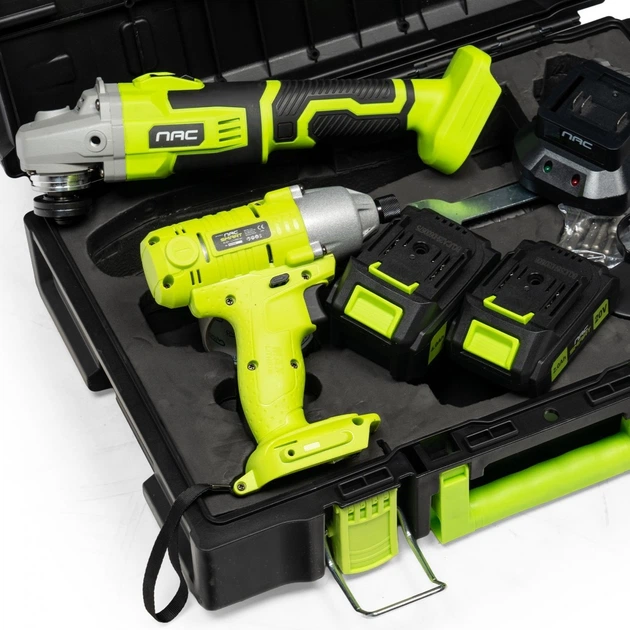 Набір Nac SMART NS-SET3-20V ударний гайковерт + кутова шліфувальна машина + 2 акумулятори + швидкий зарядний пристрій 20 В (5905842533394) - зображення 5
