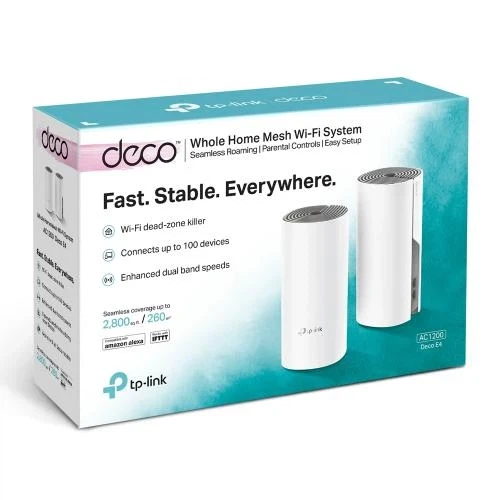 Беспроводная система Wi-Fi TP-LINK Deco E4 (2-pack), White - Фото 3 Беспроводная система Wi-Fi TP-LINK Deco E4 (2-pack), White - изображение 3