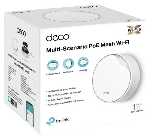 Бездротова система Wi-Fi TP-LINK Deco X50 PoE (1-pack), White - Фото 4 Бездротова система Wi-Fi TP-LINK Deco X50 PoE (1-pack), White - зображення 4