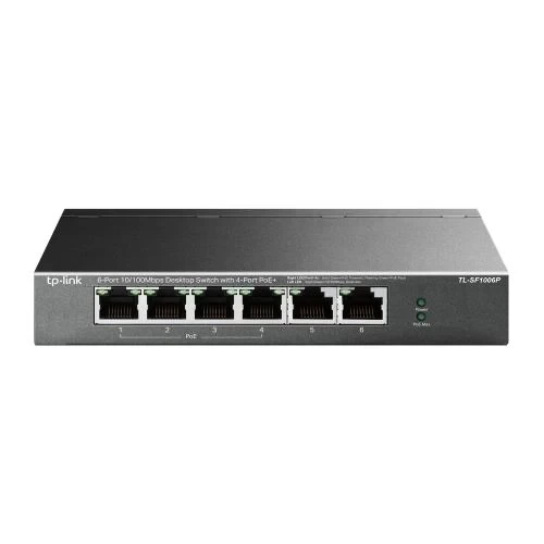 Комутатор TP-LINK TL-SF1006P, Black, 6-портовий, 10/100 Мбит/с - Фото 1 Комутатор TP-LINK TL-SF1006P, Black, 6-портовий, 10/100 Мбит/с - зображення 1