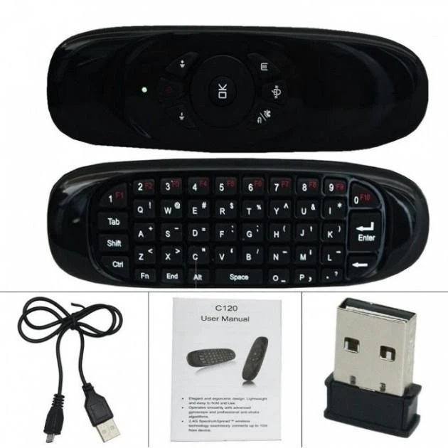 Аеромиш з клавіатурою (пульт з гіроскопом) Air Mouse GTM I8 C120 Black - зображення 3
