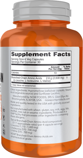 Suplement diety Now Foods Branched-Chain Amino Acids 240 kapsułek (733739000545) - obraz 2