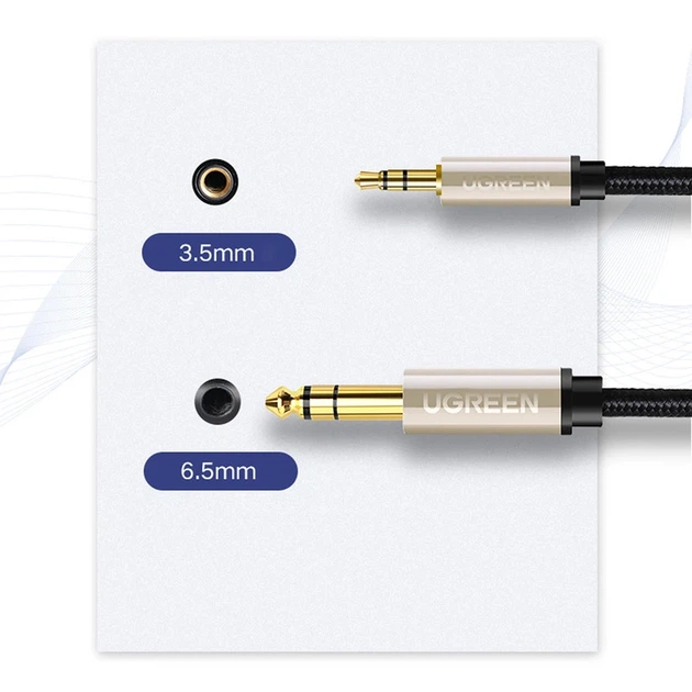 Аудіокабель UGREEN AV127 3.5mm to 6.35mm TRS Stereo Audio Cable 1m Gray - зображення 7