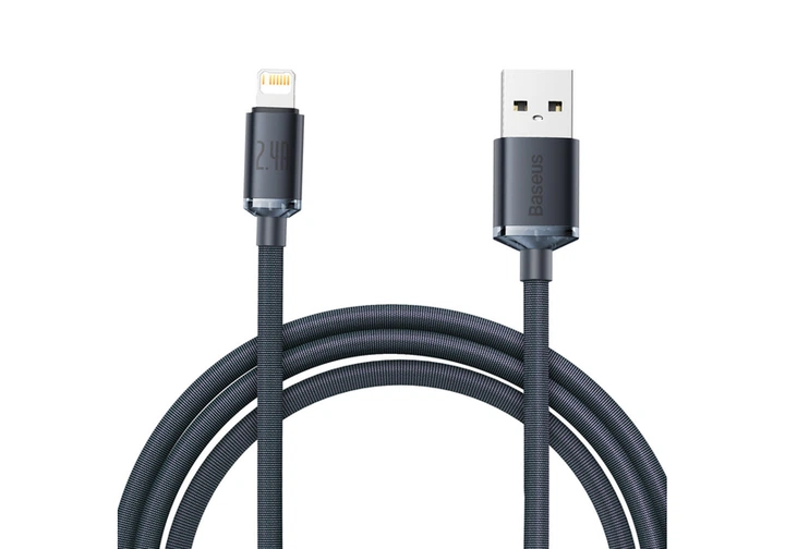 Кабель Baseus Crystal Shine Series Fast Charging Data Cable USB to iP 2.4A 2m Black - изображение 6