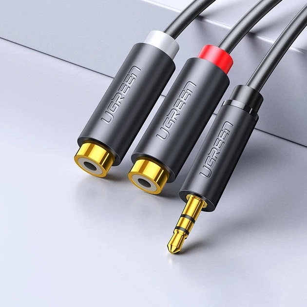 Аудіокабель UGREEN AV109 3.5mm Male to 2RCA Female Cable 25cm (Gray)(UGR-10547) - зображення 2