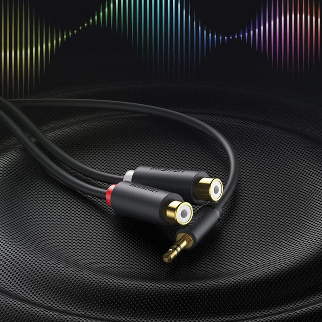 Аудіокабель UGREEN AV109 3.5mm Male to 2RCA Female Cable 25cm (Gray)(UGR-10547) - зображення 4