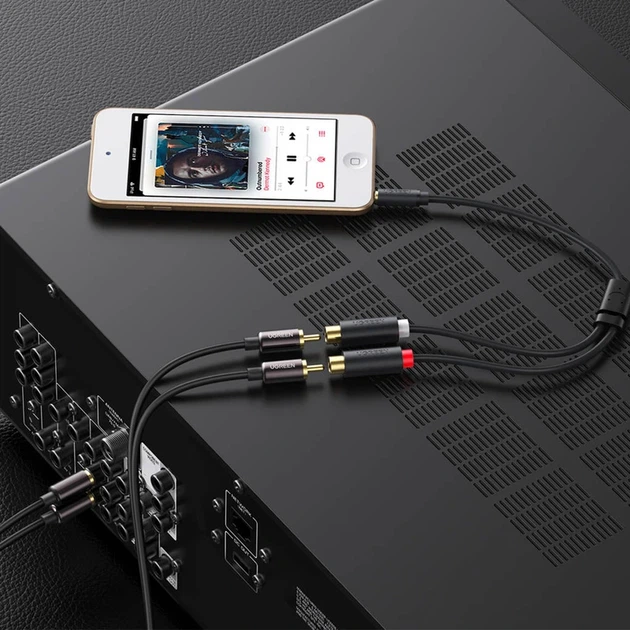 Аудіокабель UGREEN AV109 3.5mm Male to 2RCA Female Cable 25cm (Gray)(UGR-10547) - зображення 5
