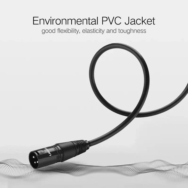 Аудіокабель UGREEN AV130 Cannon Male to Female Microphone Extension Audio Cable 1m (Black)(UGR-20708) - Фото 6 Аудіокабель UGREEN AV130 Cannon Male to Female Microphone Extension Audio Cable 1m (Black)(UGR-20708) - изображение 6