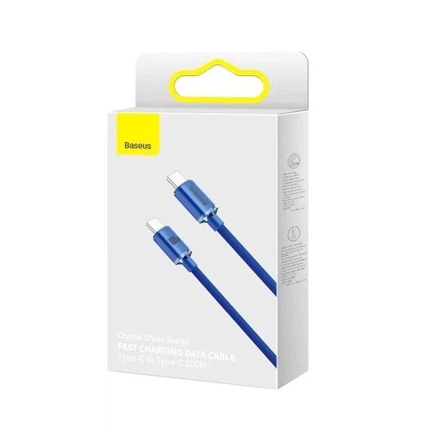 Кабель Baseus Crystal Shine Series Fast Charging Data Cable Type-C to Type-C 100W 1.2m Blue - Фото 2 Кабель Baseus Crystal Shine Series Fast Charging Data Cable Type-C to Type-C 100W 1.2m Blue - зображення 2