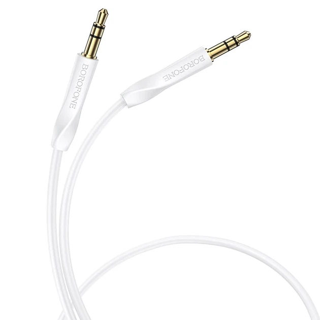 Аудіокабель BOROFONE BL16 3.5mm male to 3.5mm male, PVC, 1m, White - изображение 3