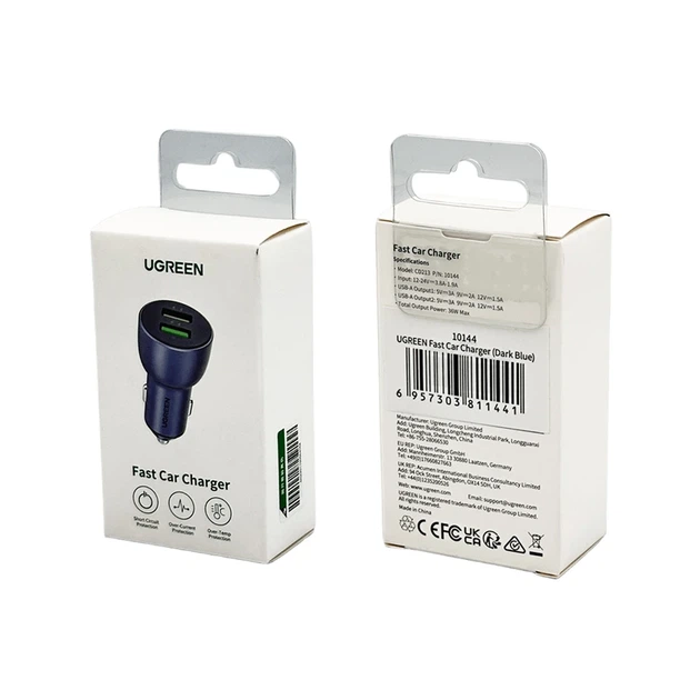 Автомобільний зарядний пристрій UGREEN CD213 Fast Car Charger (Dark Blue) (UGR-10144) - зображення 2