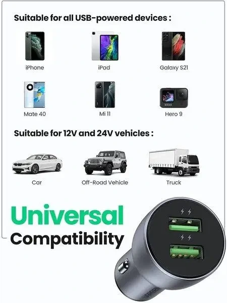 Автомобільний зарядний пристрій UGREEN CD213 Fast Car Charger (Dark Blue) (UGR-10144) - зображення 5