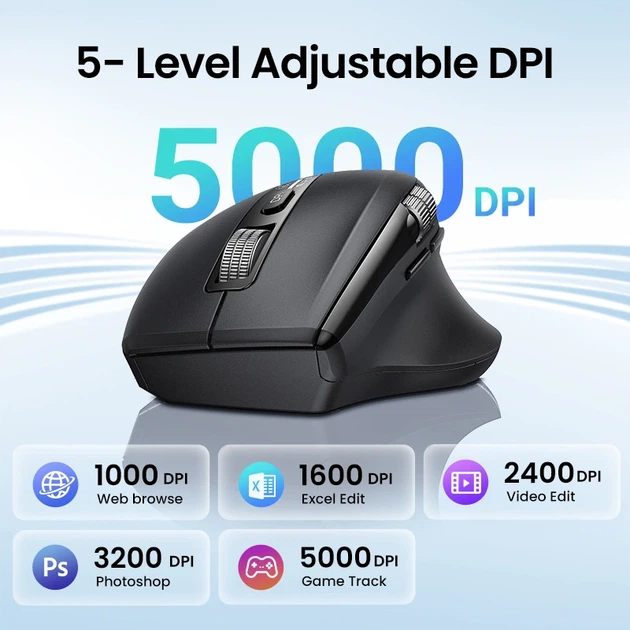 Маніпулятор миша бездротова UGREEN M751 Multi-mode Wireless Mouse Black - изображение 7
