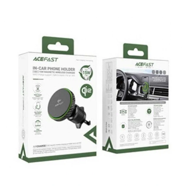 Автотримач для телефона з БЗП ACEFAST D33 Qi2 magnetic wireless charging car holder for air vent Black - зображення 2
