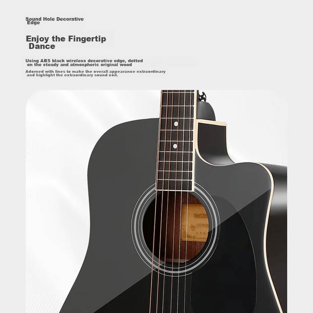 MOSEN DC41BKM Spruce Folk Guitar для начинающих, матовая отделка, 41 дюйм, черный - изображение 7