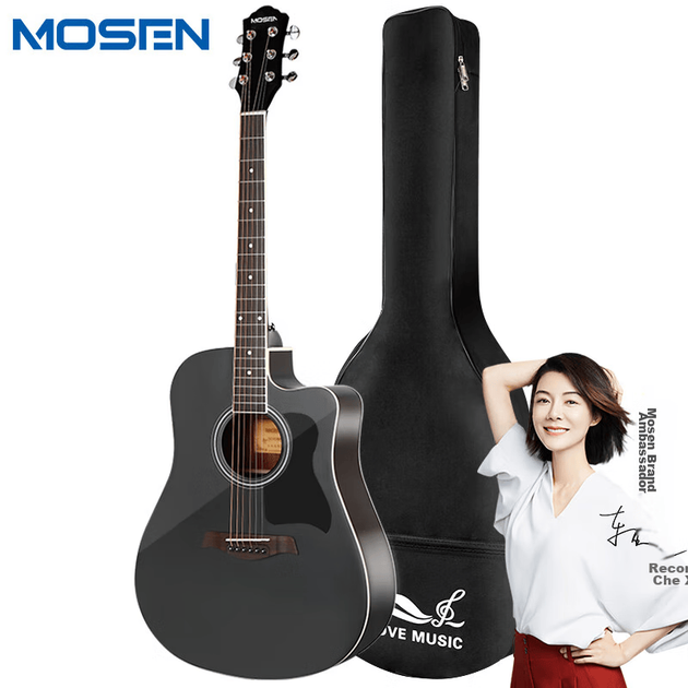 MOSEN DC41BKM Spruce Folk Guitar для начинающих, матовая отделка, 41 дюйм, черный - изображение 8