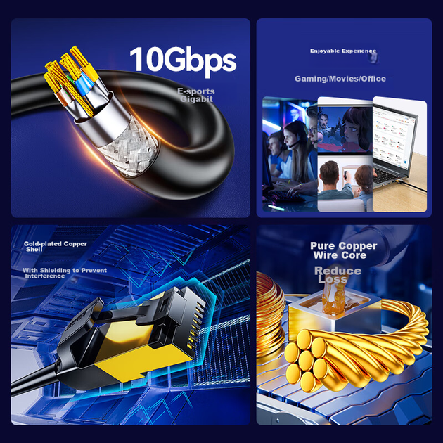 Патч-корд SAMZHE CAT-730H Cat 7 экранированный 10 Гбит/с 30 м Черный - изображение 7