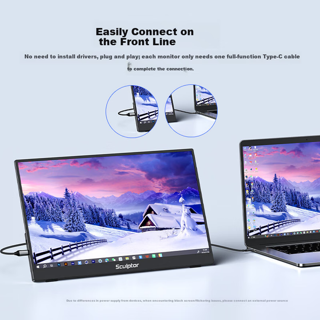 Монітор Sculptor MF156LR портативний 15.6" сенсорний FHD Type-C - зображення 2
