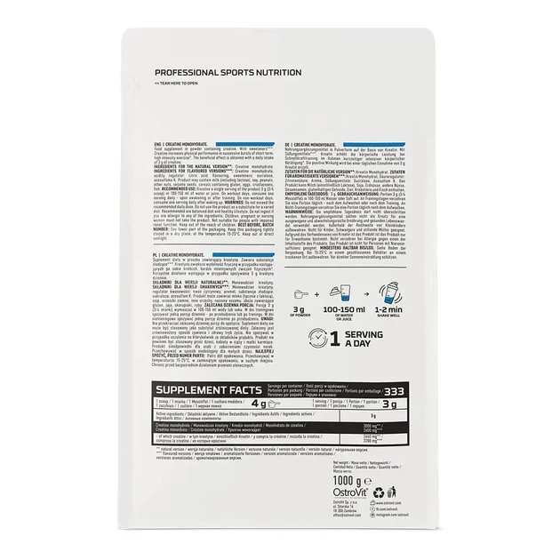 Креатин OstroVit Creatine monohydrate 1000гр без смаку - изображение 2