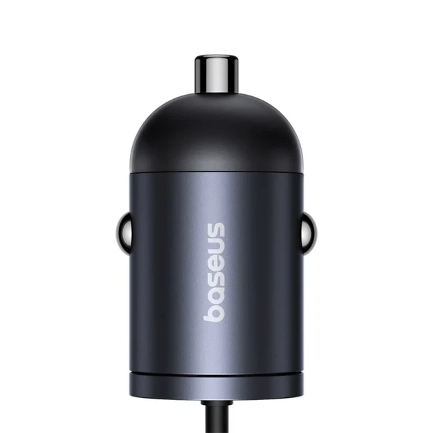 Автомобільний зарядний пристрій Baseus Tiny Star 30W C00035001121-00, USB-C, PD 3.0, вбудований кабель Type-C, швидка зарядка, чорний - зображення 5