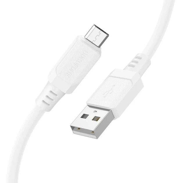 Кабель BOROFONE BX115 USB to Micro-USB 2.4A, 1 м, силиконовый, быстрая зарядка и синхронизация, белый - Фото 2 Кабель BOROFONE BX115 USB to Micro-USB 2.4A, 1 м, силиконовый, быстрая зарядка и синхронизация, белый - изображение 2