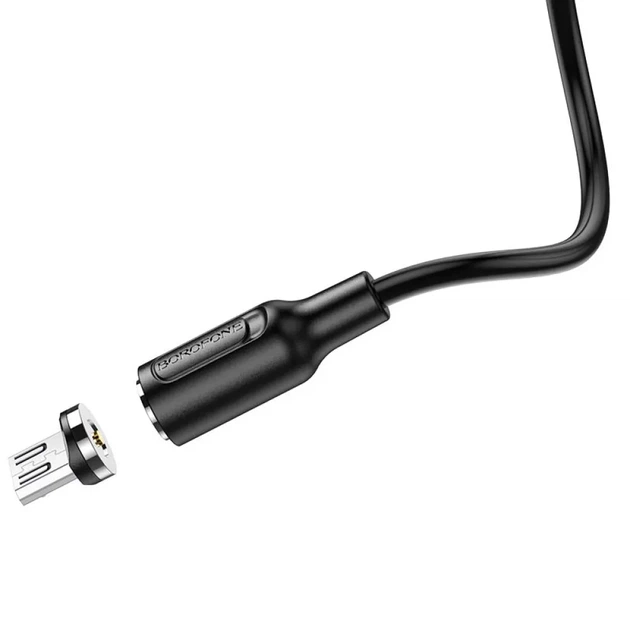 Магнітний кабель BOROFONE BX41 USB to Micro-USB 2.4A, 1 м, швидка зарядка, знімний конектор, чорний - зображення 4