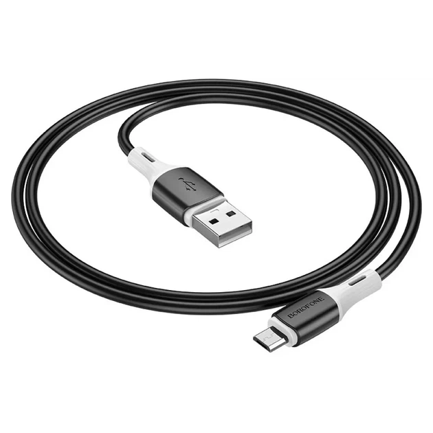 Кабель BOROFONE BX79 USB to Micro-USB 2.4A, 1 м, силіконовий, швидка зарядка та синхронізація, чорний - Фото 3 Кабель BOROFONE BX79 USB to Micro-USB 2.4A, 1 м, силіконовий, швидка зарядка та синхронізація, чорний - зображення 3