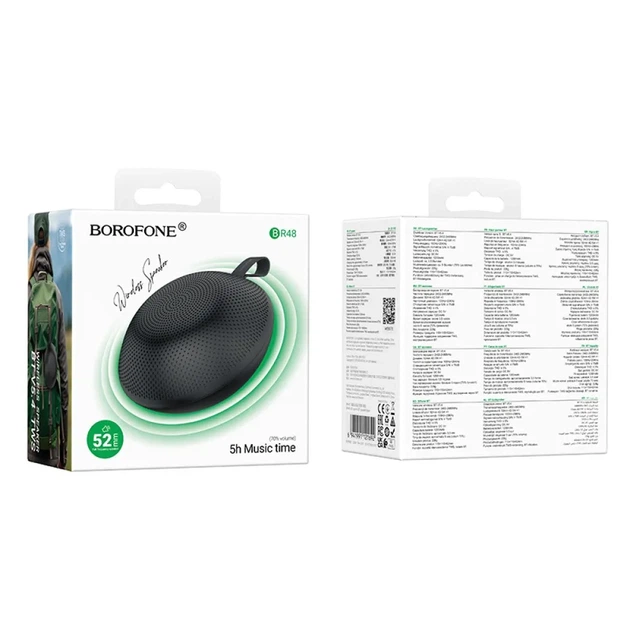 Портативна Bluetooth колонка Borofone BR48 UFO 5W, компактна, TWS, ремінець, чорна - Фото 1 Портативна Bluetooth колонка Borofone BR48 UFO 5W, компактна, TWS, ремінець, чорна - зображення 1